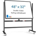 MaxGear Large Black Rolling Whiteboard on Wheels, Reversible Standing by MaxGear