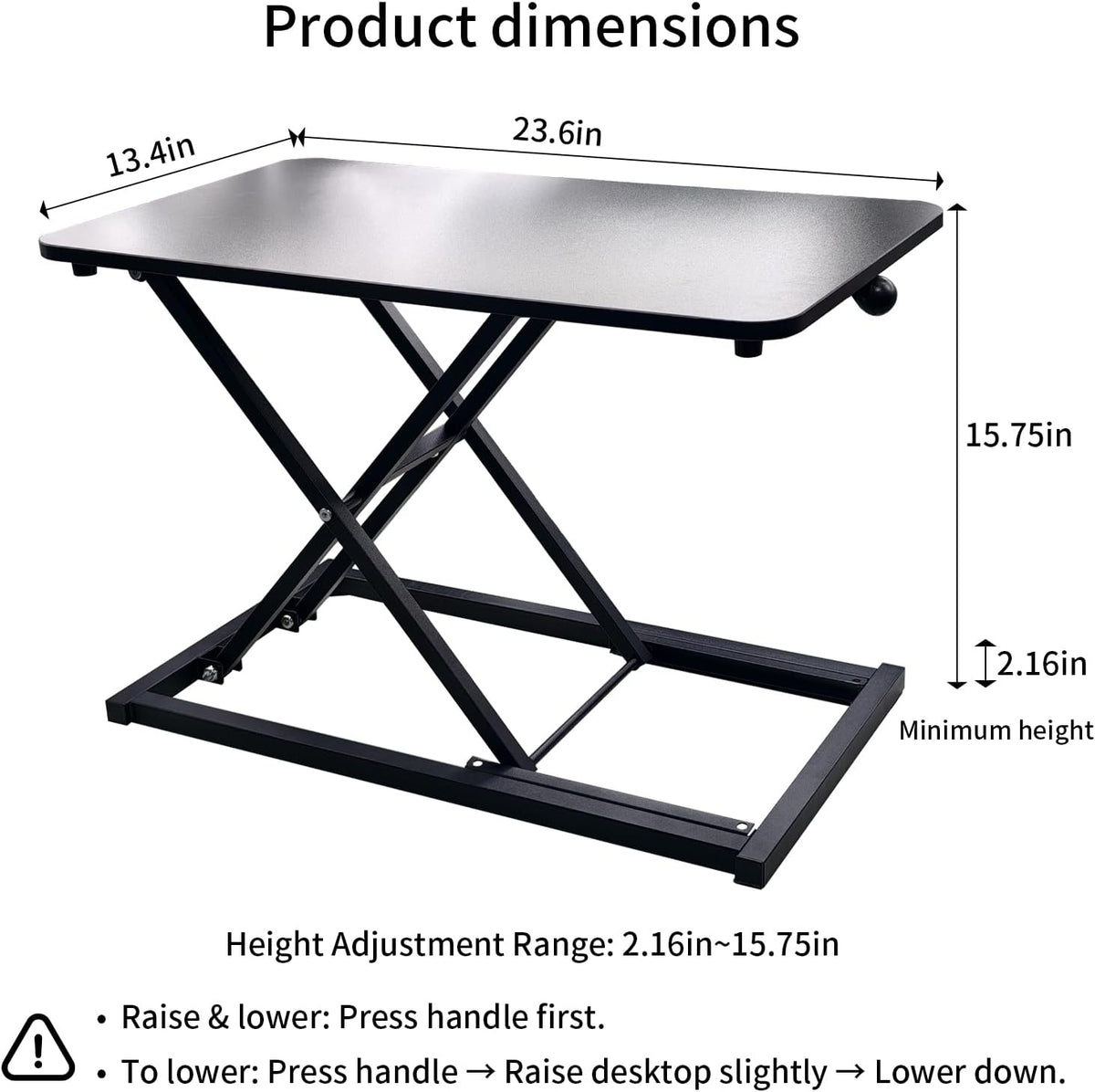 23.6 Inch Standing Desk Converter Adjustable Height