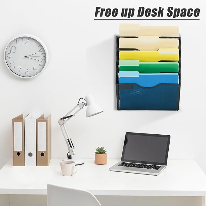 EASEPRES 5 Pocket Mesh Hanging Wall File Organizer, Wall Mounted Mail Paper - Image 6