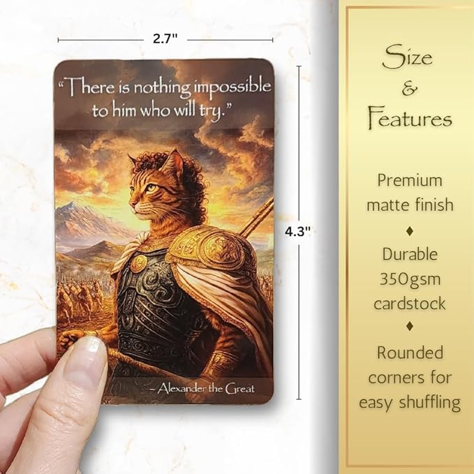 Paws of Wisdom Motivational 54-Card Deck. Cat-Themed Historical Quotes - Image 4