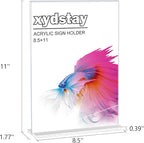 xydstay 12pack Acrylic Sign Holder 8.5 X 11, Vertical T Shape Clear Plastic - Image 3
