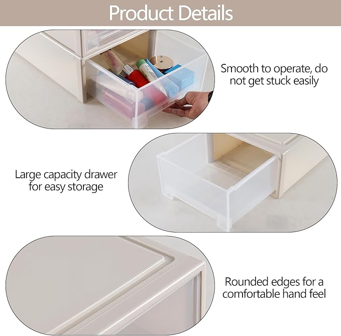 Buyitt 4-Pack 19 Quart Stacking Drawer, Stackable Modular Plastic Drawers - Image 4