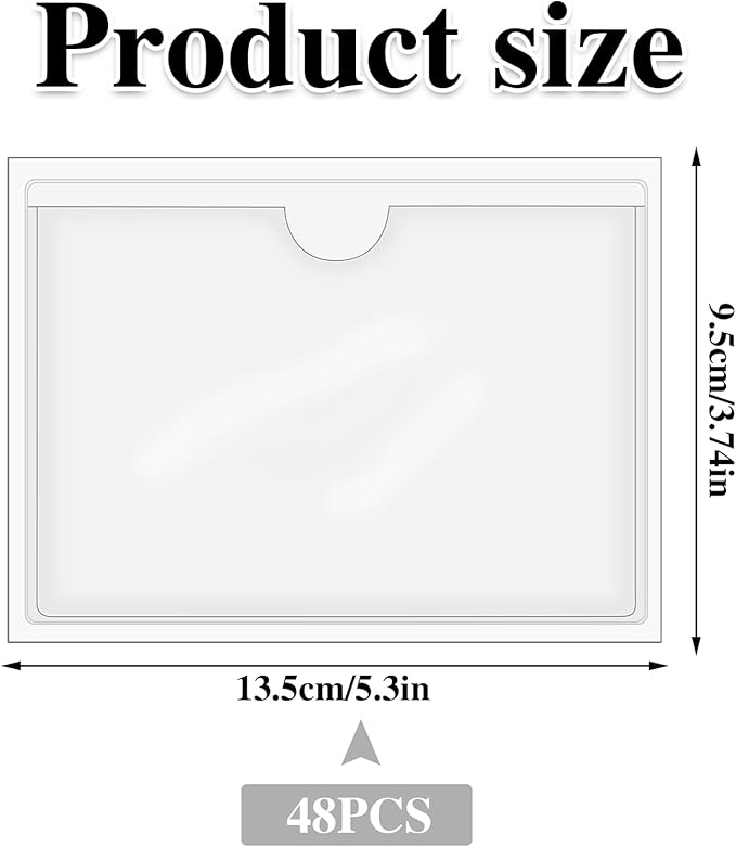 48 Pack 3" x 5" Index Card Holder Adhesive Plastic Label Holders Clear Tote Bag - Image 2
