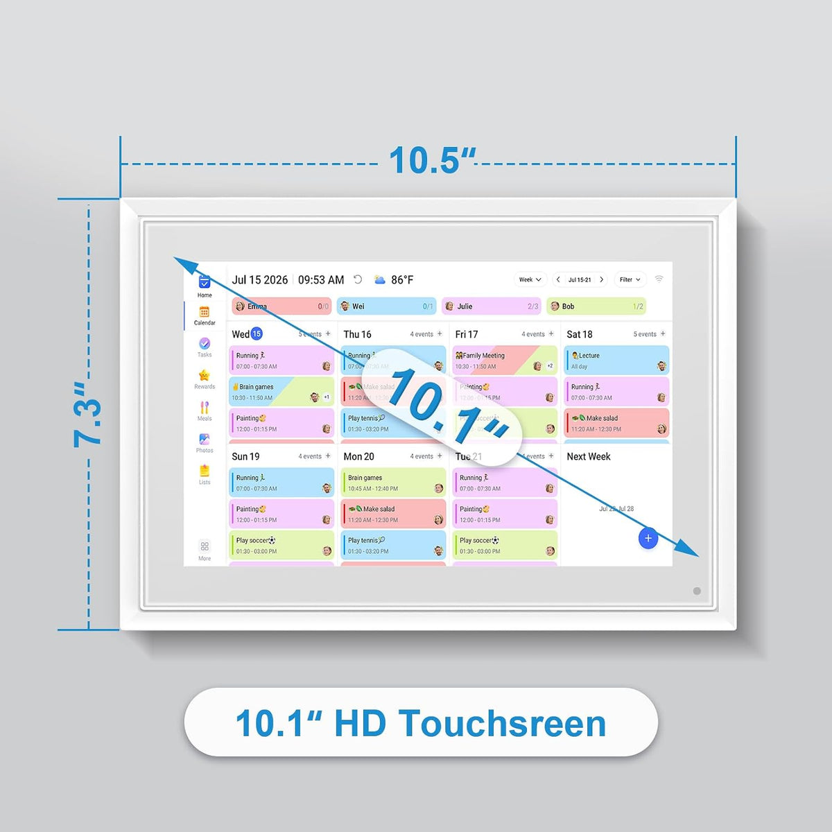 10.1 Inch Digital Calendar+Digital Picture Frame, 2026 Desk Calendar Smart Wi...