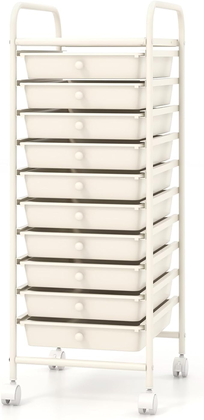 Giantex 10-Drawer Storage Cart w/Universal Wheel, Rolling Cart w/Handle - Image 9