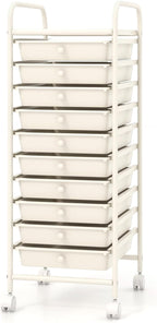 Giantex 10-Drawer Storage Cart w/Universal Wheel, Rolling Cart w/Handle - Image 9