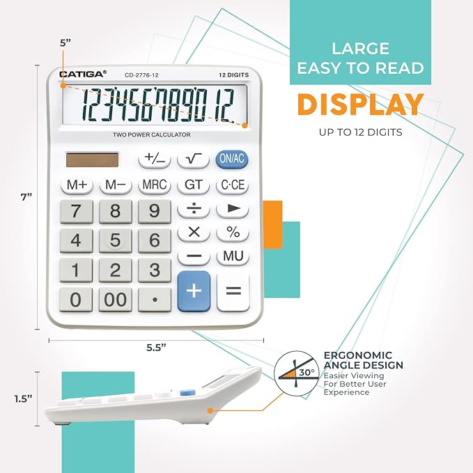 Premium Commercial 12-Digit Large Desktop Calculator - Image 3
