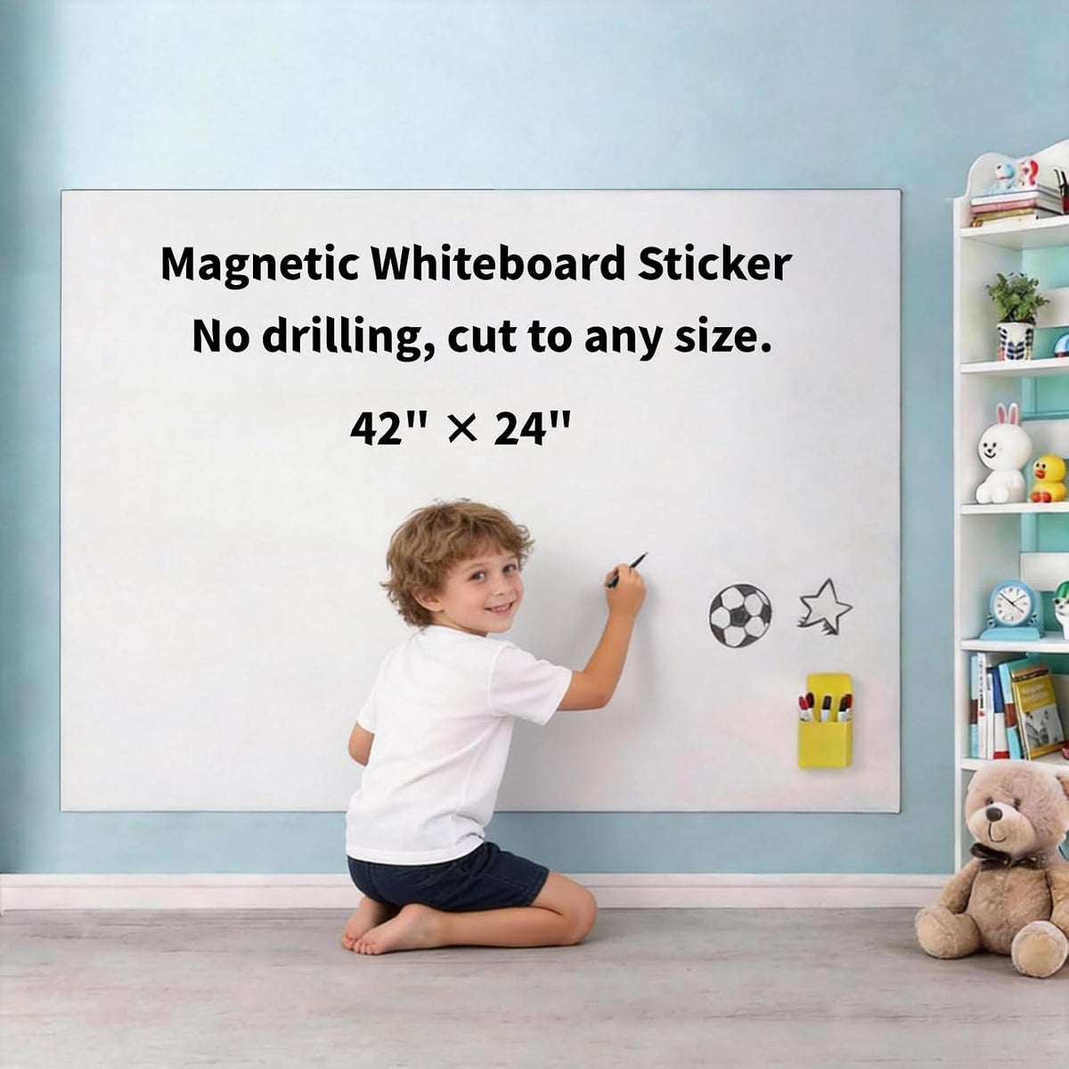 Medium Whiteboard 42"x24" – Peel & Stick, Kitchen Home Office