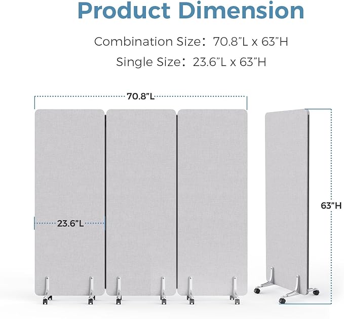 MORDEER 70.8" W x 63" H Freestanding Partition Room Dividers, Acoustic Panels - Image 2