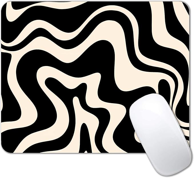 IMAYONDIA Black and White Mouse Pad, Liquid Swirl Retro Mouse Pad, Abstract by IMAYONDIA