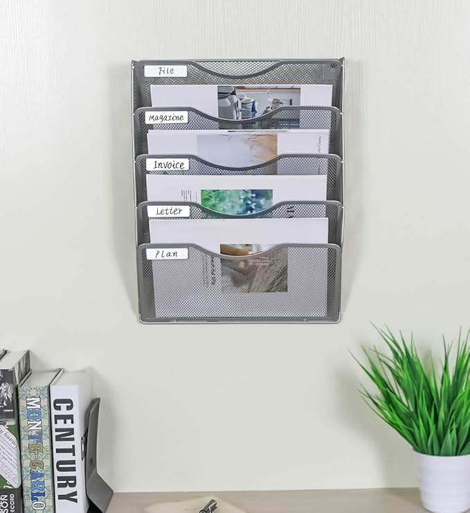 EasyPAG 5 Pocket Mesh Wall File Organizer, Hanging Paper Folder Holder - Image 5