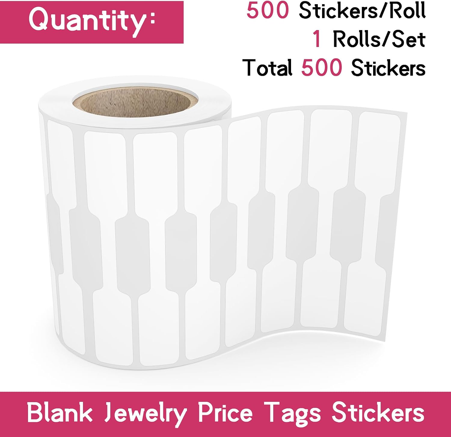 500 PCS Jewelry Price Tags Stickers for Necklace Earring Price Identify | Self Adhesive White Blank Dumbbell labels for Bracelet, Ring, Clothing Display