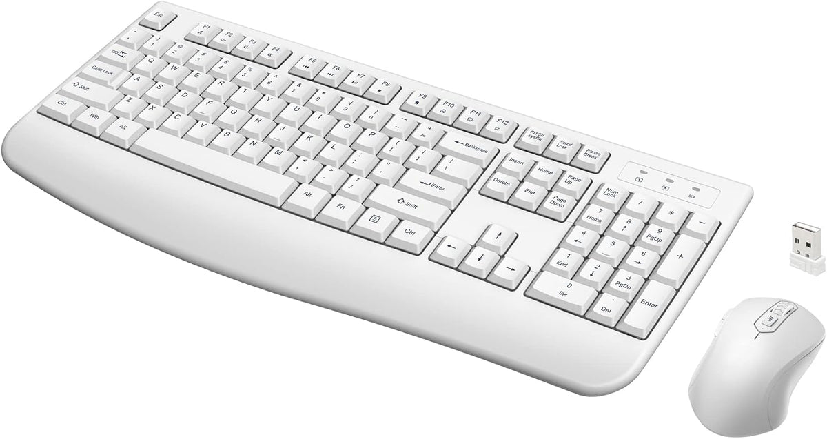 QUASIO Wireless Keyboard Mouse Combo, Windows & Mac Compatible (White)