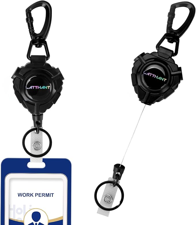 LATTHANT ID Badge Holder Retractable, 2 Pack Heavy Duty Badge Reel by Unknown