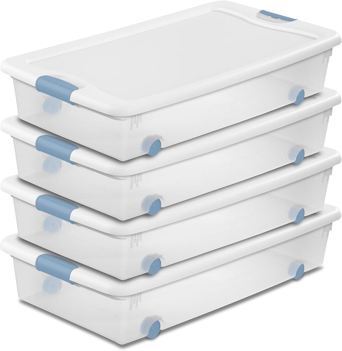 Sterilite 4-Pack Latching Box, Under Bed Storage Bins