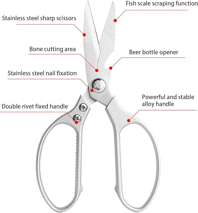 Kitchen Scissors All purpose, Have duty Stainless Steel Cooking Shears - Image 2