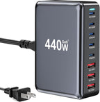 440W Fast USB C GAN Charger Block 8 Port Charging Station HUB Brick Dual PD PPS by LMSEP