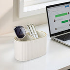 KINGFOM PU Leather Desk Organizer Pen Holder – Dual-Compartment Stylish Pencil - Image 8
