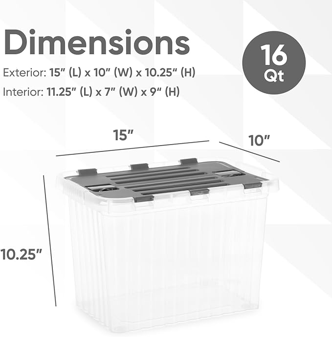 Superio Storage Bins with Lids, Stackable Totes, BPA Free, Odor Free, Organizer - Image 2