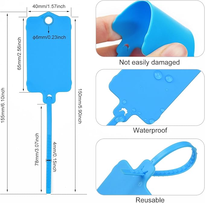 100pcs Blank Plastic Tags for Labeling Reusable Hanging Tags Ties Key Tag - Image 3