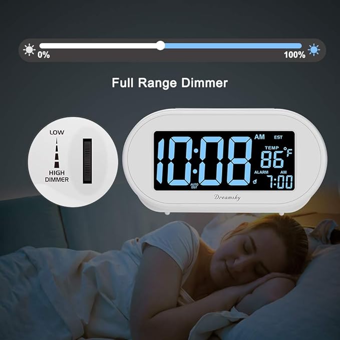 DreamSky Alarm Clocks for Bedrooms, Auto Set Digital Desk Clock for Bedside - Image 3