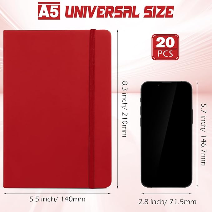 Honoson 20 Pack Lined Journal Notebooks A5 Hardcover Executive Notebook 5.5" x - Image 2
