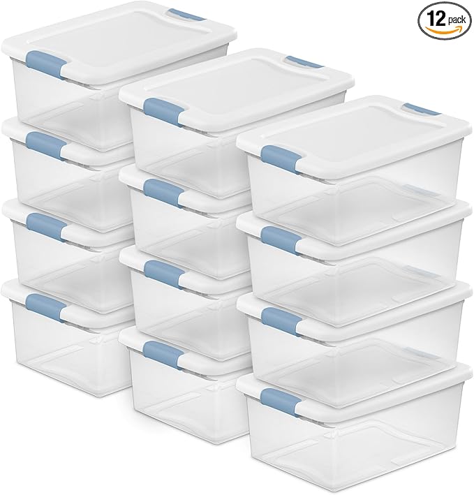 Sterilite 12-Pack Latching Box, Under Bed Storage Bins by Sterilite