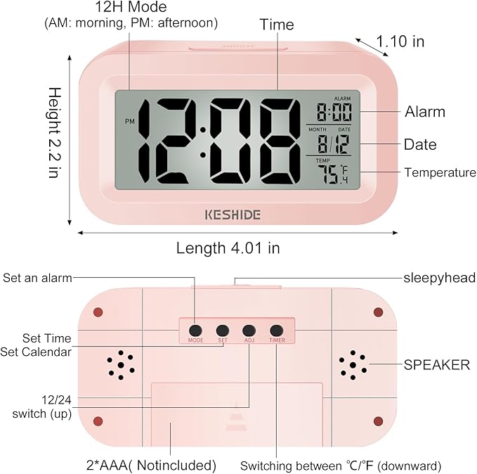 KESHIDE Travel Digital Alarm Clock Battery Operated - Image 8