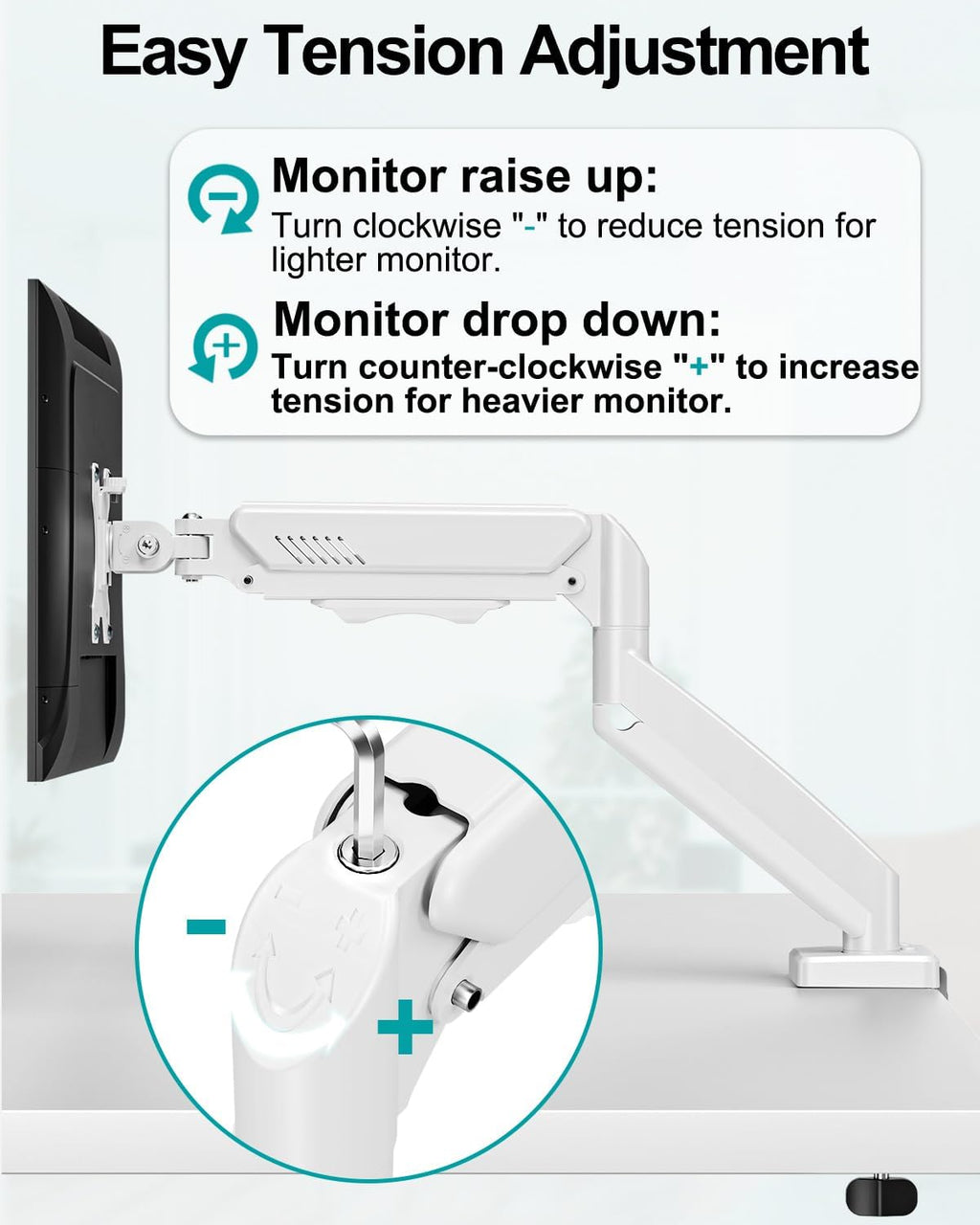 dual monitor arm desk mount fits max 32, front angle view