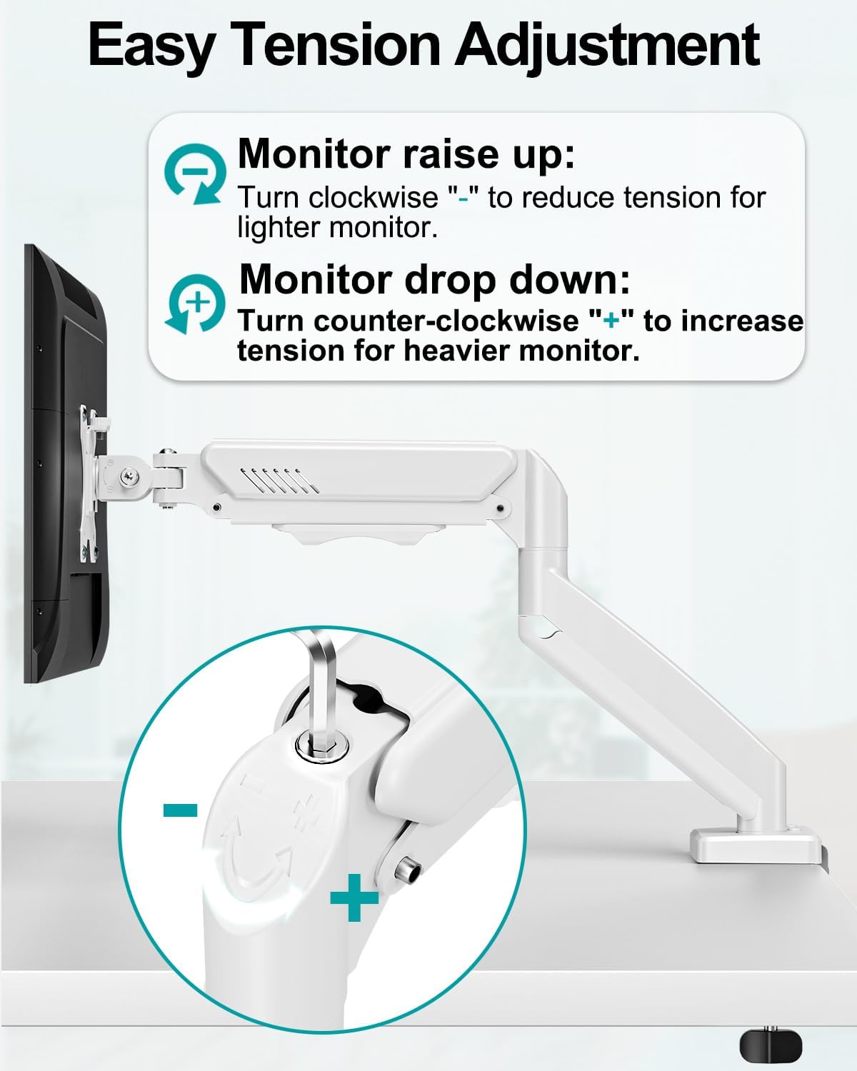 dual monitor arm desk mount fits max 32, front angle view