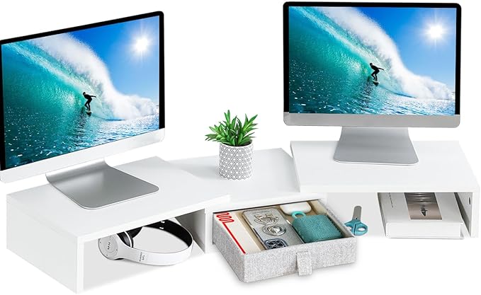 TEAMIX White Dual Monitor Stand Riser by TEAMIX