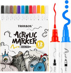 TRANSON 12 Color Bold and Fine Dual-tip Acrylic Paint Pen Set - Image 6