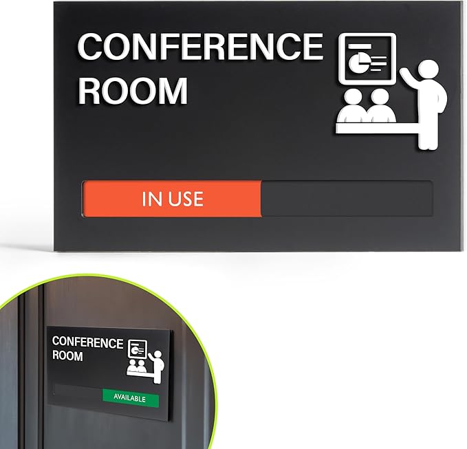 Conference Room Door Signs for Office, Meeting In Progress Door Sign, In Use by Abudada