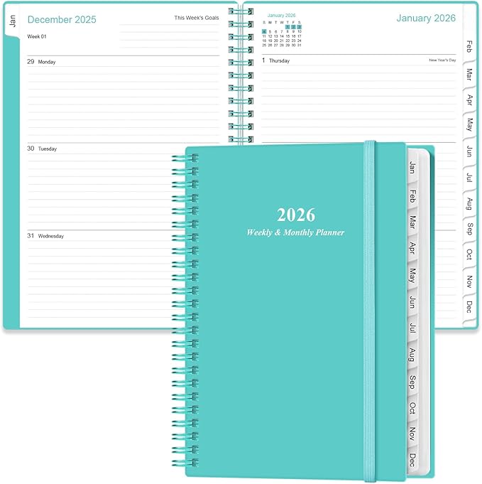 2026 Planner - A5 Weekly & Monthly Planner Spiral Bound, January 2026 - by Heveboik