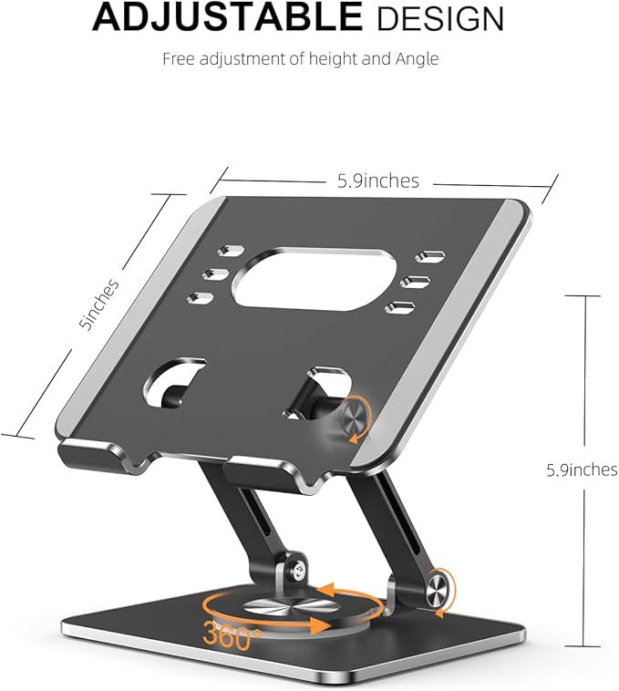 Tablet Stand Holder with Thickened 360°Rotating Base Dual Rod Adjustable - Image 3