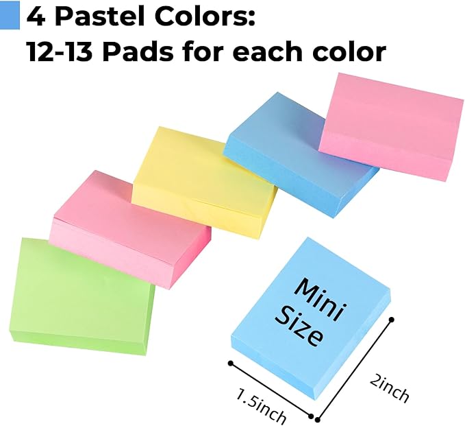 Umikk 50 Pack Sticky Notes 1.5x2 in, 5000 Sheets Small Self-Stick Note - Image 3