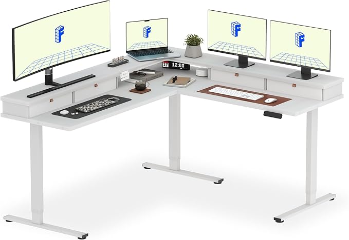 FLEXISPOT 71" Large L Shaped Standing Desk Electric Corner Table by FlexiSpot
