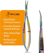 Cross Edge Curved Spring Scissors 5 Inch Stainless Steel Precision Eyebrow & - Image 2
