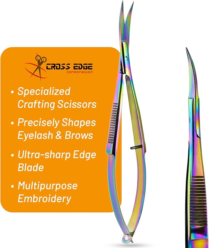 Cross Edge Curved Spring Scissors 5 Inch Stainless Steel Precision Eyebrow & - Image 2