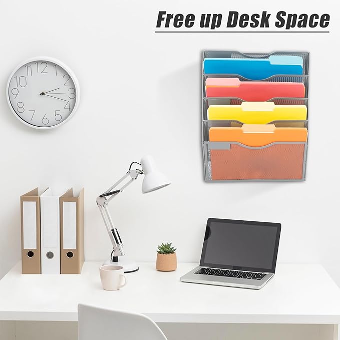 EASEPRES 5 Pocket Mesh Hanging Wall File Organizer, Wall Mounted Mail Paper - Image 5