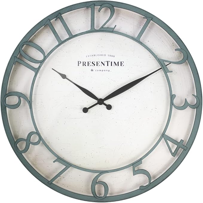 Presentime & Co 21" Farmhouse Series Wall Clock, Vintage Style, Retro Clock by Presentime