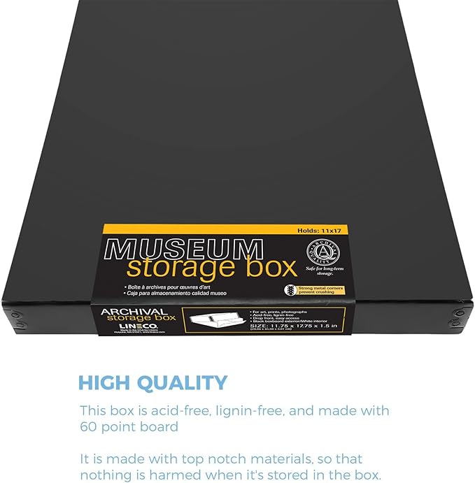 Lineco Museum Archival Storage Box, 11.75x17.75x1.5 in. Drop Front Design. - Image 5