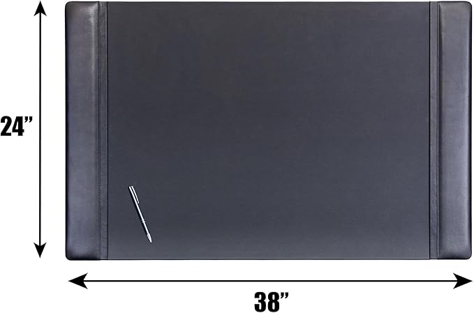 Dacasso Black Leather 38" x 24" Side-Rail Desk Pad - Image 9
