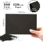 A7 Black Envelopes 100 Pack, Goefun V Flap Invitation Envelopes - Image 2