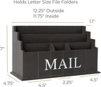 BLU MONACO Espresso Brown Wooden Mail Organizer | 3-Tier Rustic Desktop Mail - Image 6