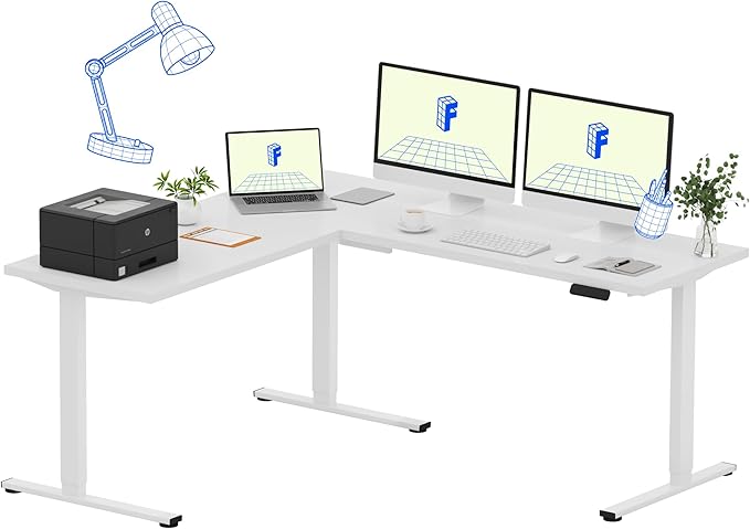 FLEXISPOT L Shaped Standing Desk, 71 x 63 Inch Electric Height Adjustable by FlexiSpot