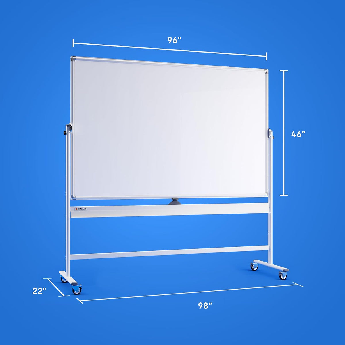 Kamelleo Rolling Whiteboard on Wheels 96" x 46", Double Sided White...