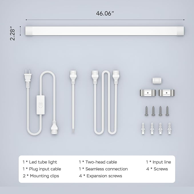 Modlicht Plug in Light Fixture, 4FT Linkable 5000K Plug-in Ceiling Lights - Image 7
