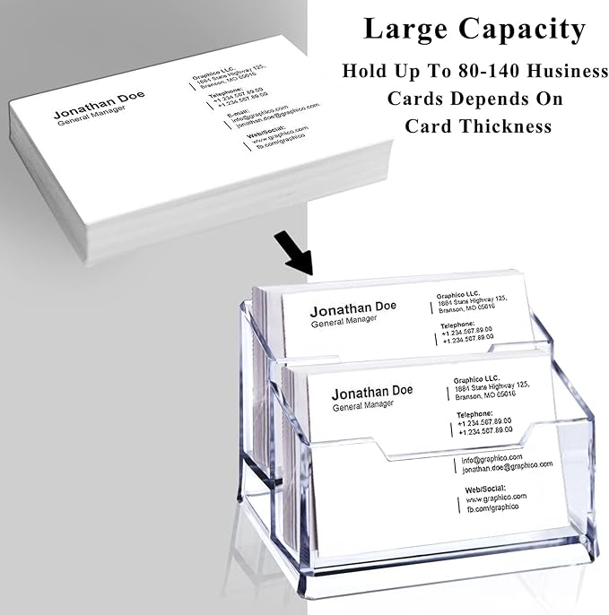 Clear Acrylic Business Card Holder, 2 Tier Premium Acrylic Clear Business Card - Image 3