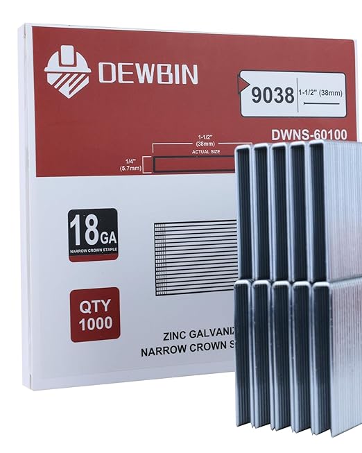 DEWBIN 18 Gauge Narrow Crown Staples, 1000 Cts 1-1/2-Inch 18GA Heavy Duty by DEWBIN